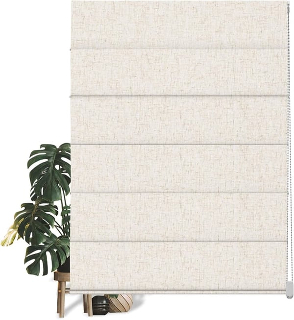 Custom Beige Blackout Roman Shades for Living Room or Bedroom
