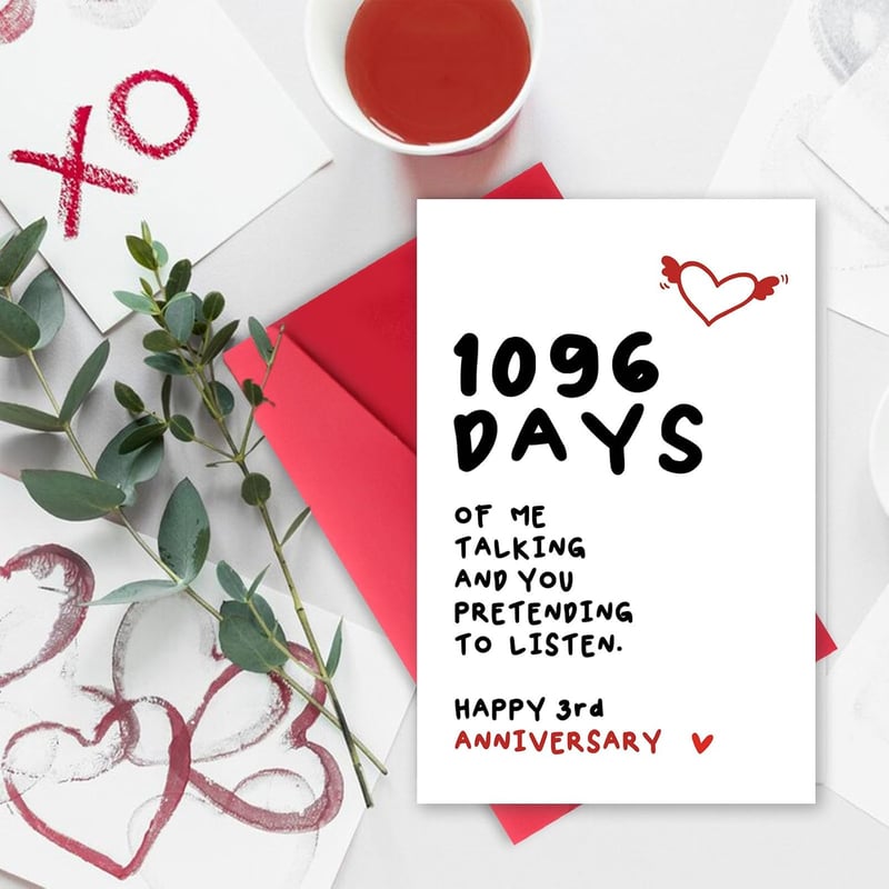 3rd Anniversary Card for Couples - Happy Marriage Wishes