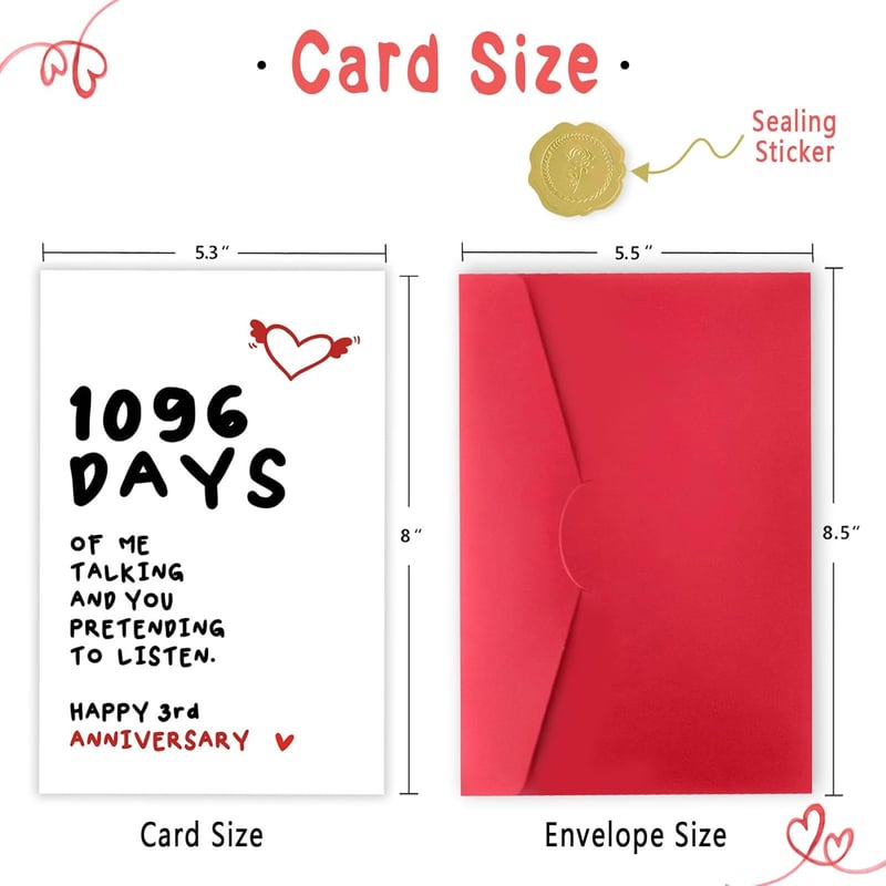 3rd Anniversary Card for Couples - Happy Marriage Wishes