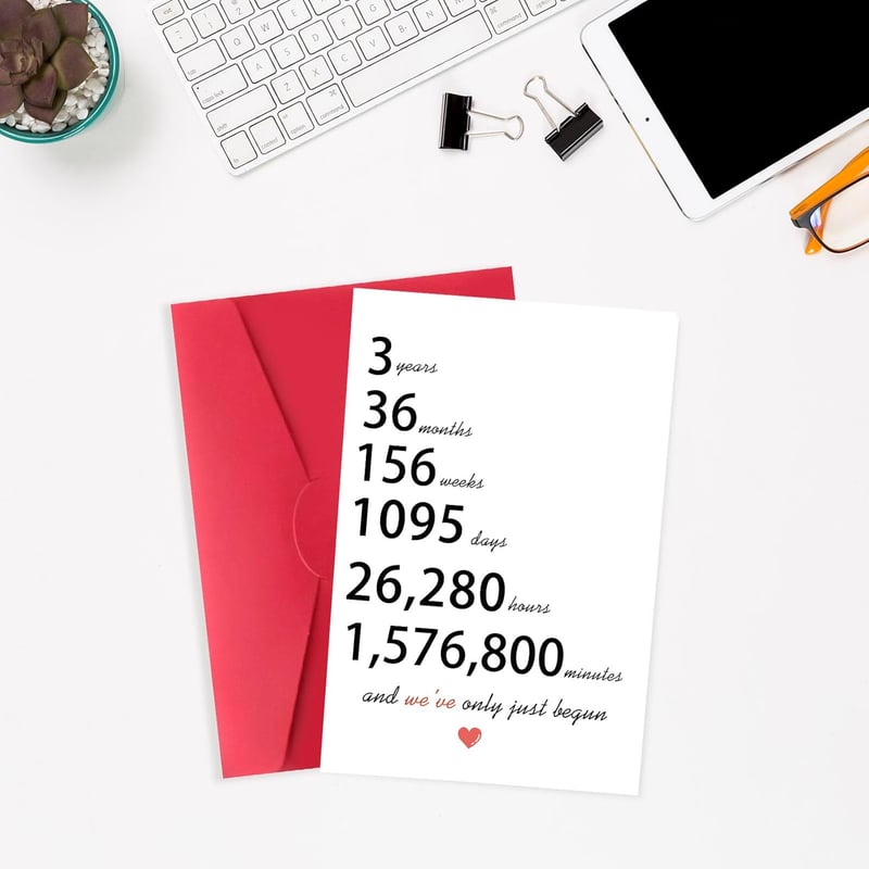 3rd Anniversary Card for Couples - Thoughtful Gift Idea