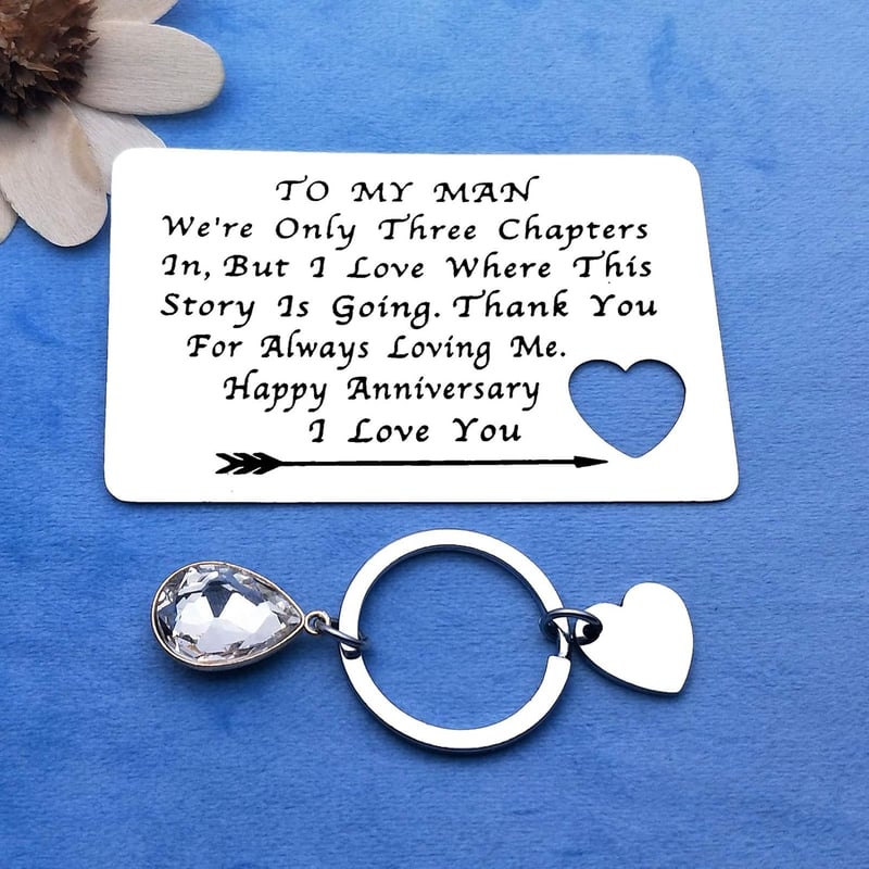 3rd Anniversary Keychain Wallet Insert for Him