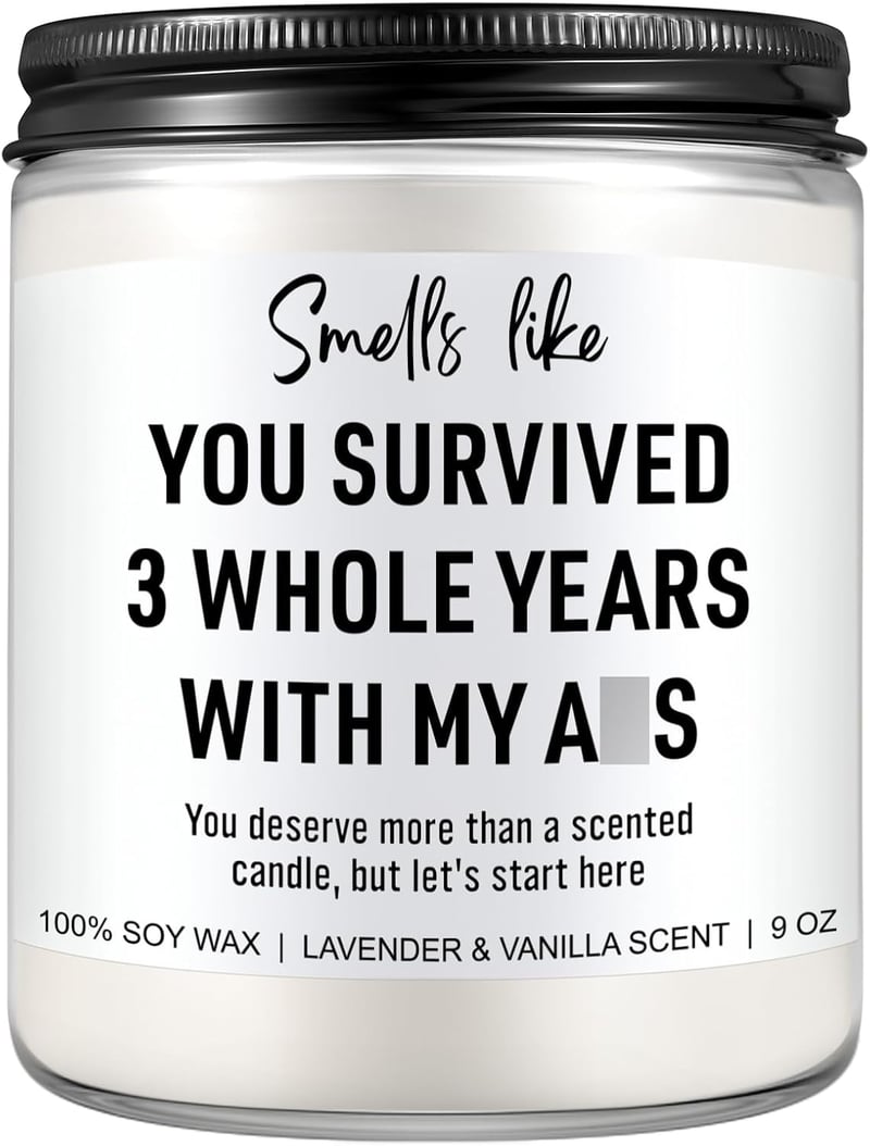 3rd Anniversary Leather Candle for Couples
