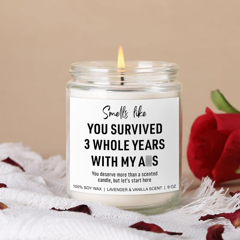 3rd Anniversary Leather Candle for Couples