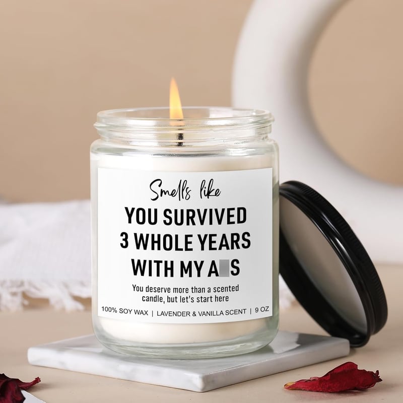 3rd Anniversary Leather Candle for Couples