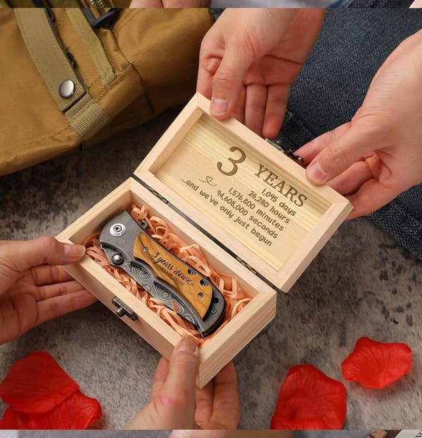 3rd Anniversary Engraved Pocket Knife Gift for Him