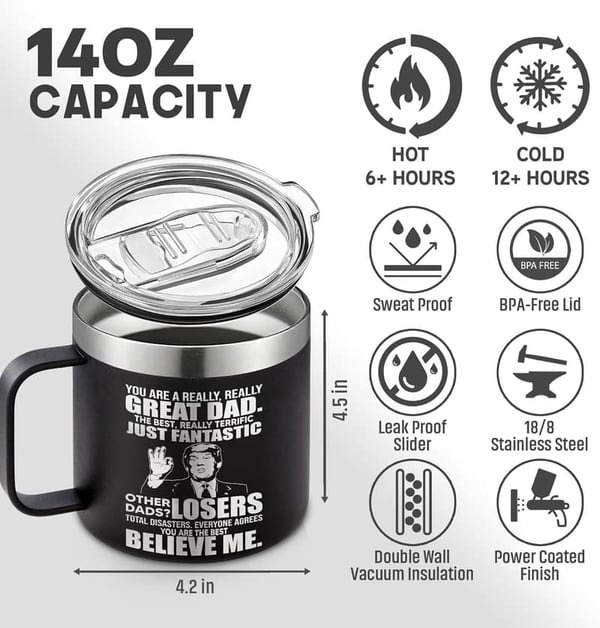 Father's Day Coffee Mug for Dad - 14 oz Best Dad Ever Gift