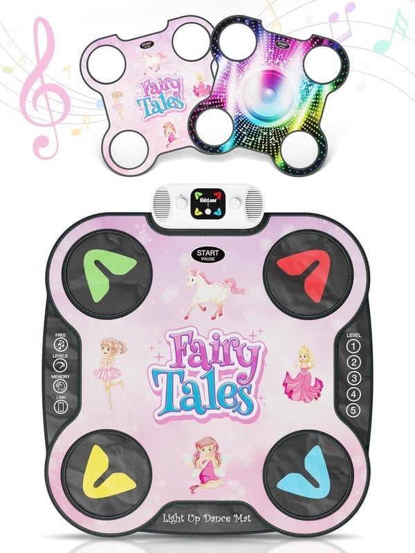 Kidzlane Light-Up DJ Dance Mat for Kids - Bluetooth & AUX Compatible