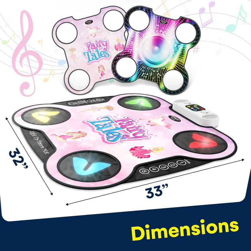 Kidzlane Light-Up DJ Dance Mat for Kids - Bluetooth & AUX Compatible