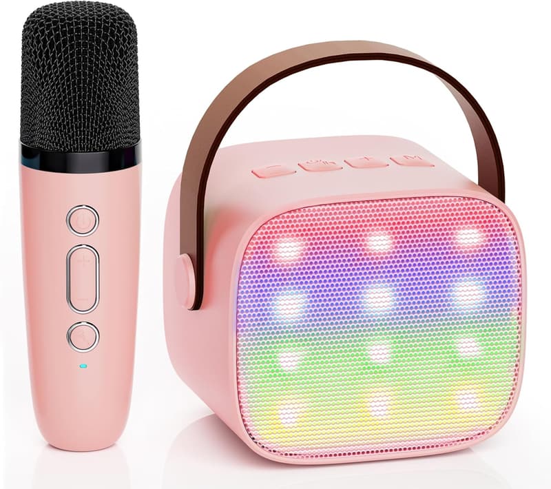 Portable Bluetooth Karaoke Machine with Wireless Microphone for Kids