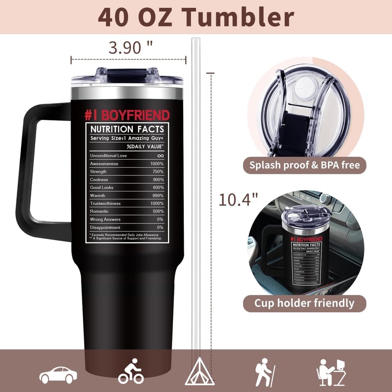 Valentine's Day 40oz Tumbler Gift for Boyfriend