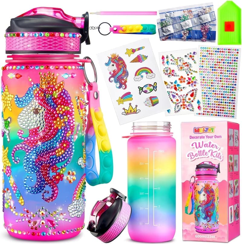 DIY Unicorn Water Bottle Kit for Girls' Birthday Ages 6-12