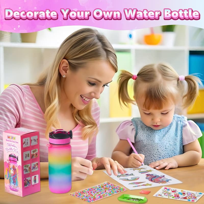 DIY Unicorn Water Bottle Kit for Girls' Birthday Ages 6-12