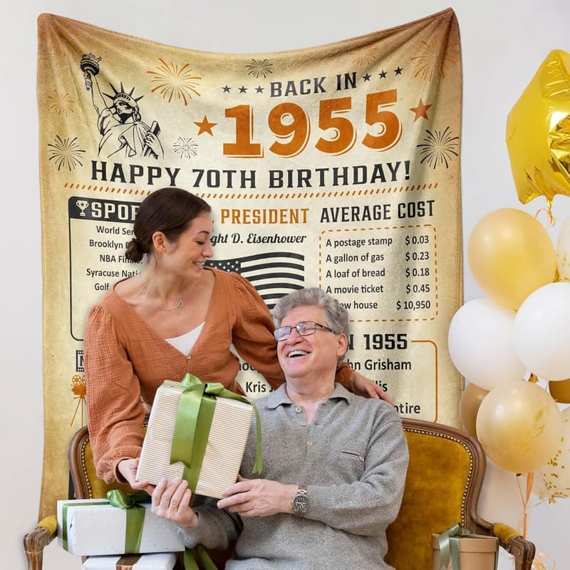 70th Birthday Throw Blanket for Men and Women, 60x50 Inch