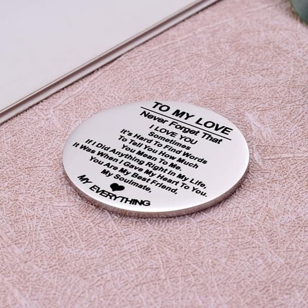 Inspirational Pocket Hug Token with PU Leather Keychain