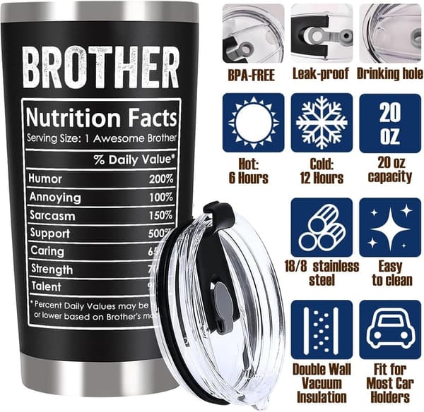 Funny Birthday Tumbler Gift for Brother from Sister