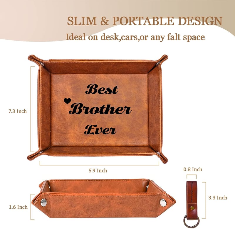 Unique Birthday Gifts: Men's PU Leather Valet Tray & Keychain