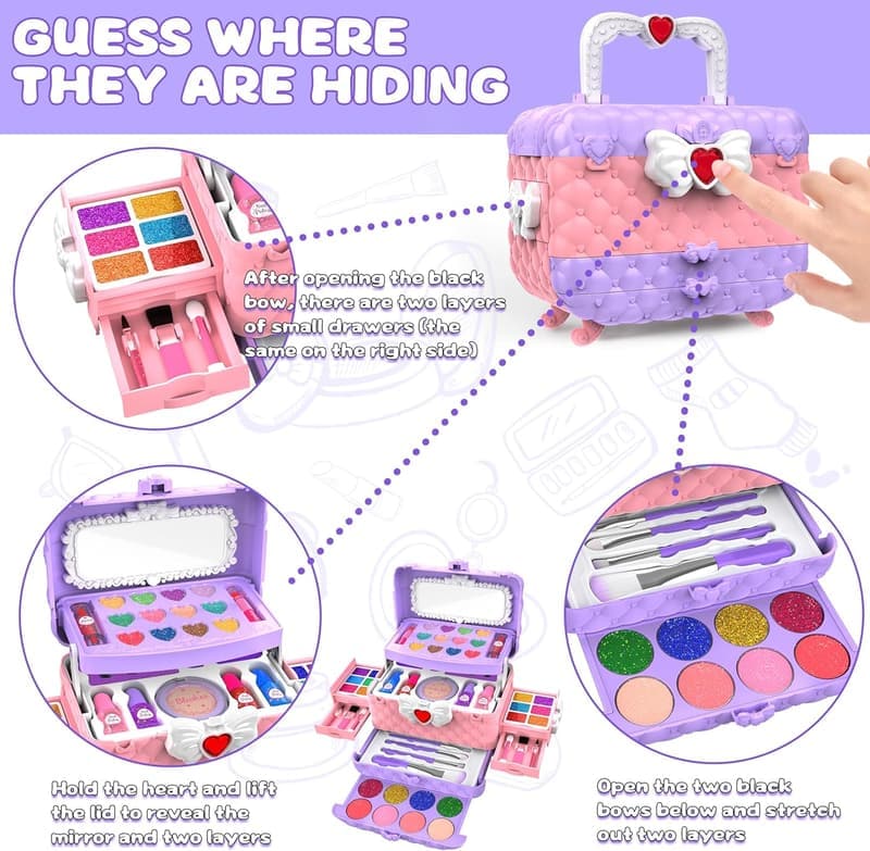 Kids Birthday Makeup Kit - 54 Pcs Washable Cosmetic Set