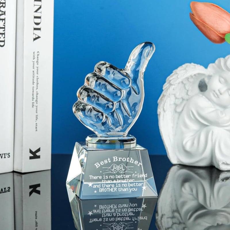 Birthday Crystal Award for Brother - Unique Gift from Sister