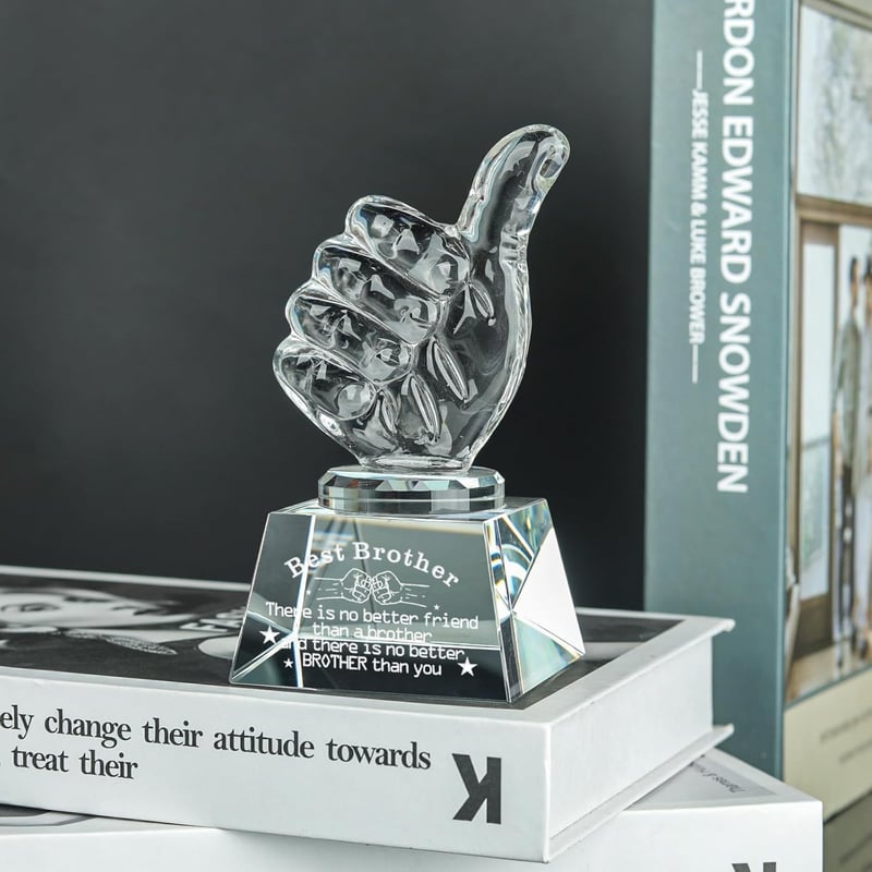 Birthday Crystal Award for Brother - Unique Gift from Sister