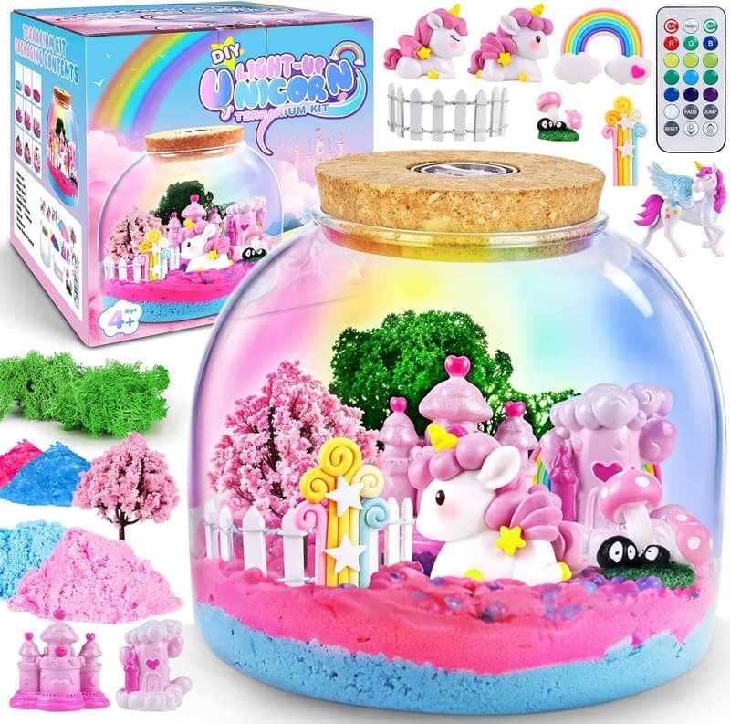 Unicorn Crafts Kit with LED Light - DIY Terrarium for Girls 4-12