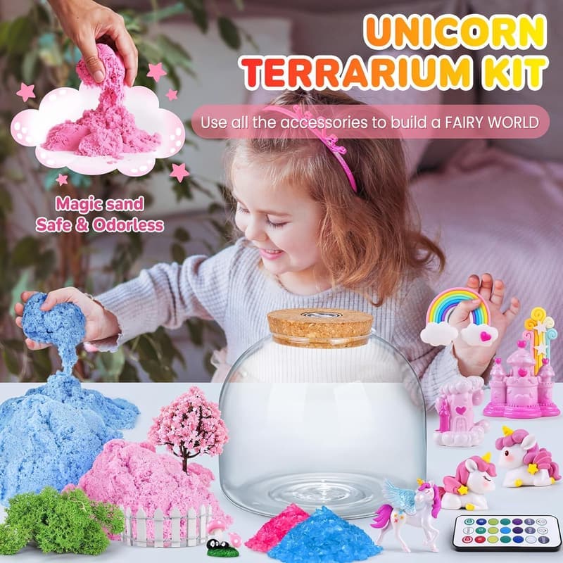 Unicorn Crafts Kit with LED Light - DIY Terrarium for Girls 4-12