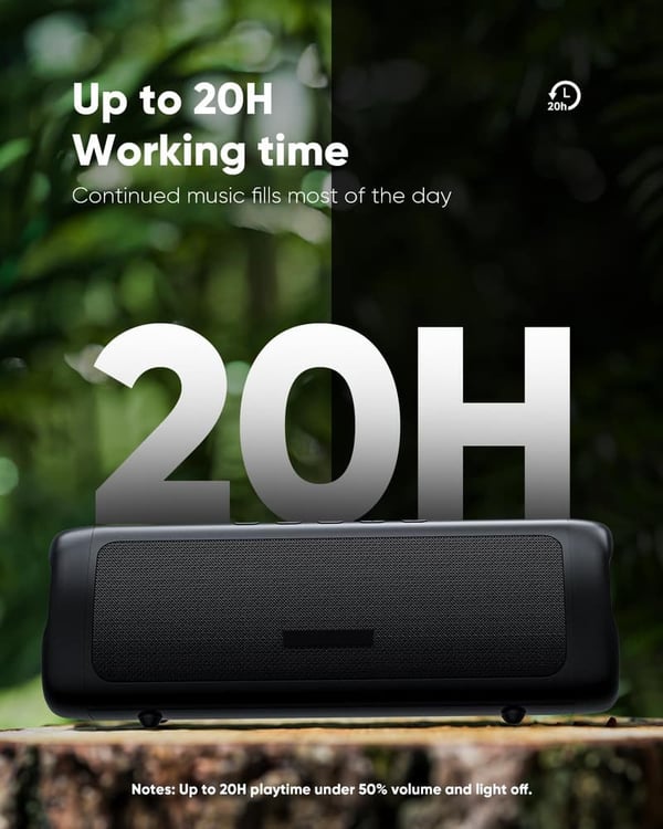 Portable Waterproof Bluetooth Speaker - 20H Playtime, TWS Pairing