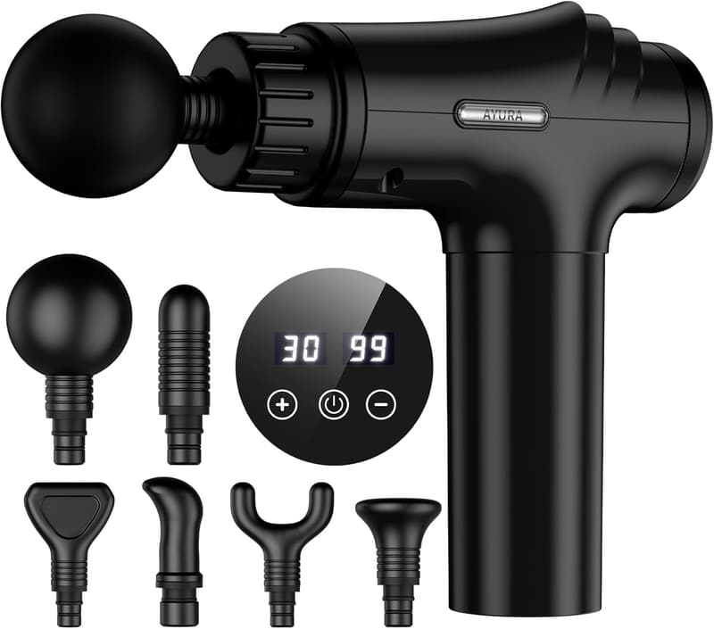 Deep Tissue Massage Gun for Pain Relief - 30 Speeds, 6 Heads