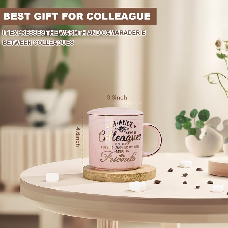 Farewell Gift Mug for Coworkers, 14oz Pink Marble