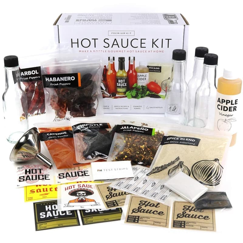 Gourmet Hot Sauce Making Kit for Dad - 5 Pepper Varieties