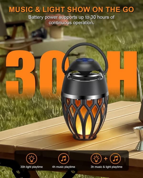 Wireless LED Flame Bluetooth Speakers - 2 Pack, Waterproof