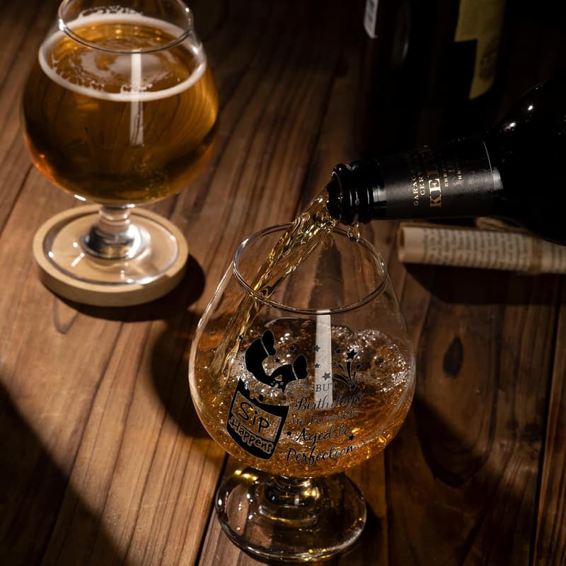 Unique 17oz Beer Glass Set with Coaster for Men's Birthday
