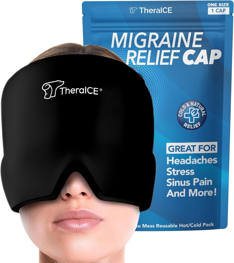 Migraine Relief Cooling Cap with Ice Pack for Headaches