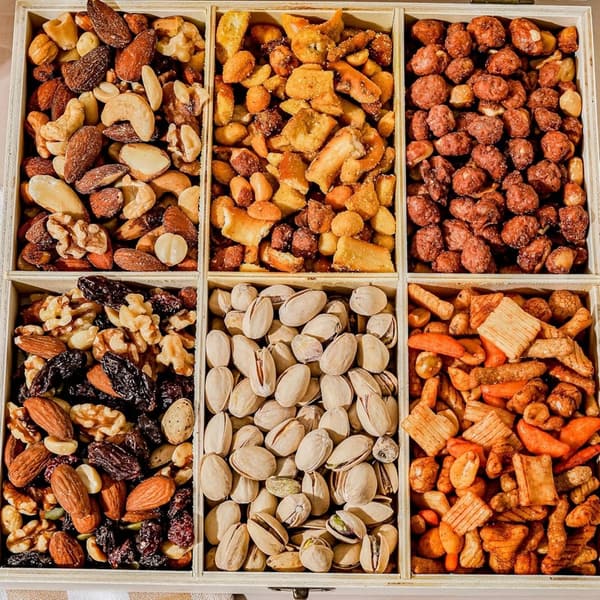 Healthy Gourmet Nut Gift Basket in Reusable Wooden Crate