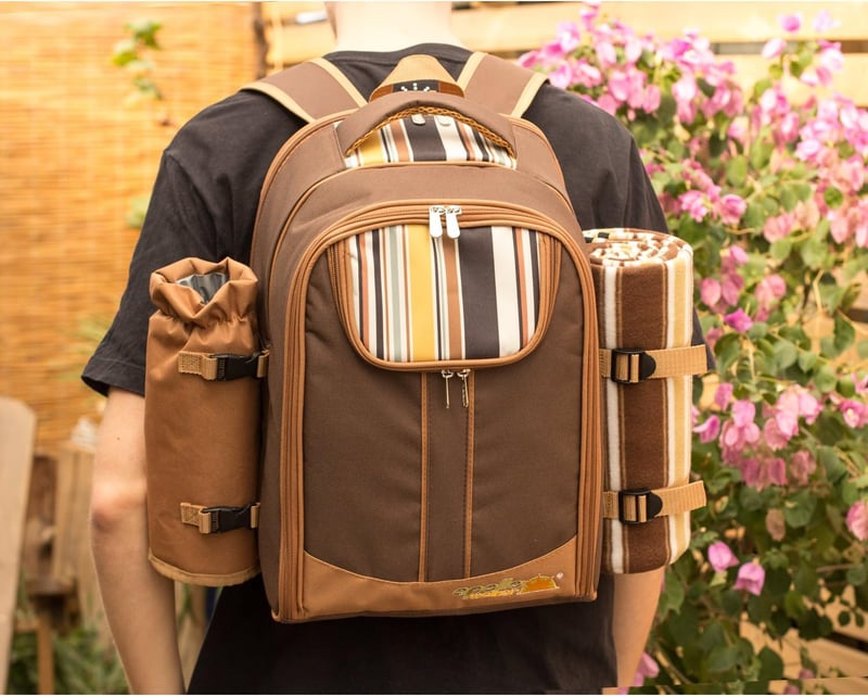 Picnic Backpack for 2 with Cooler, Blanket & Cutlery Set