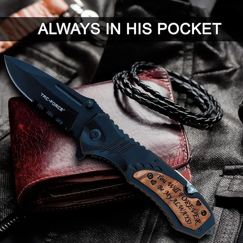 Engraved Pocket Knife Multitool for Husband's Anniversary Gift