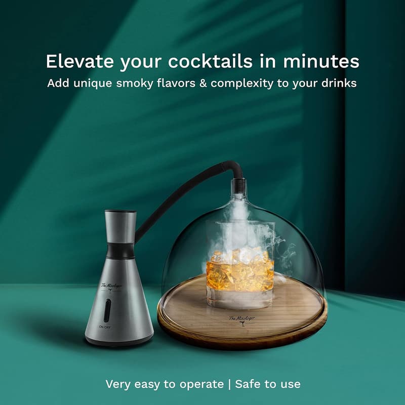 Cocktail Smoker Kit with Stainless Steel Dome & Wood Chips