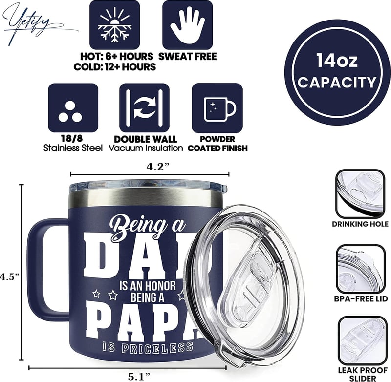 Father's Day Insulated Stainless Steel Papa Mug - 14oz