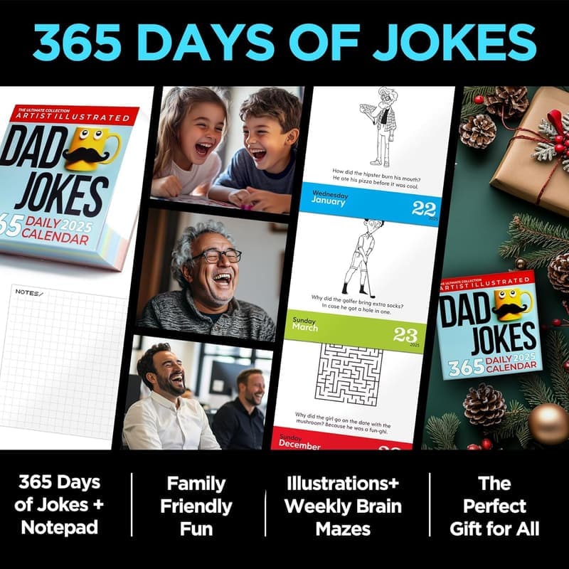 2025 Dad Jokes Desk Calendar with Illustrations & Puzzles