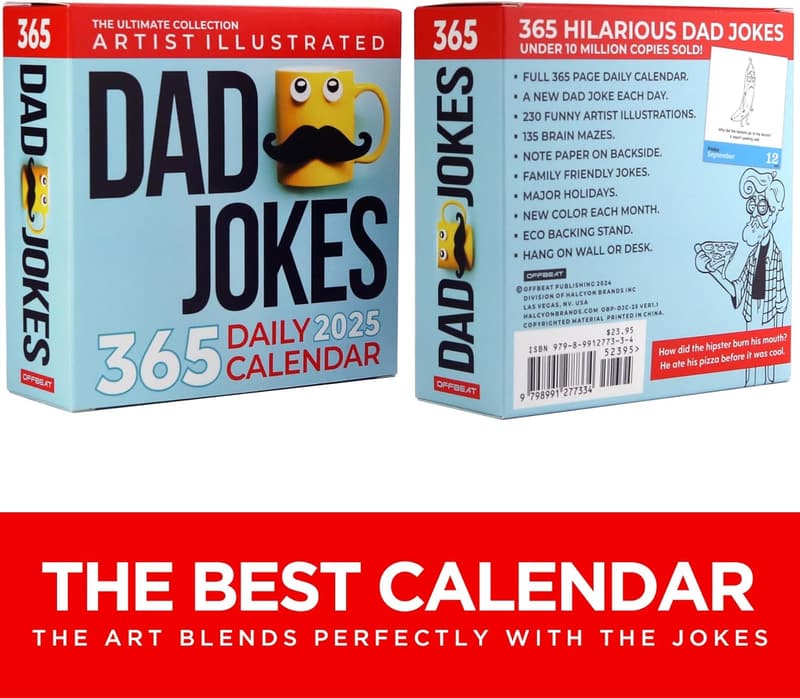 2025 Dad Jokes Desk Calendar with Illustrations & Puzzles