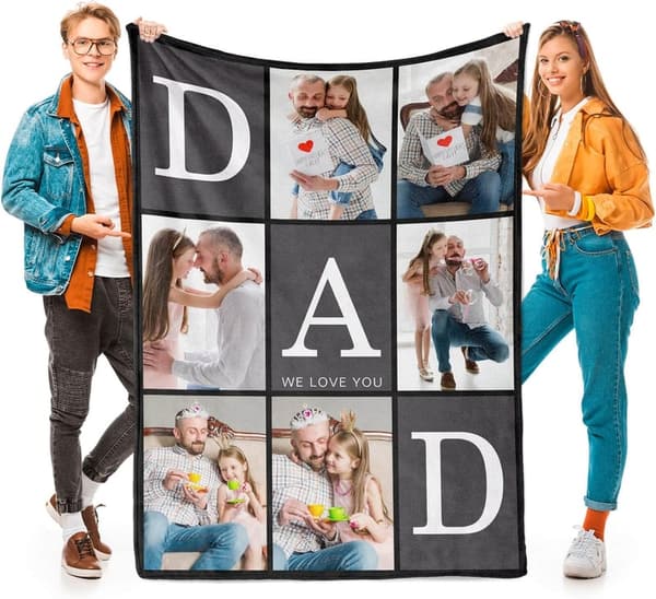 Personalized Photo Blanket for Father's Day Gift