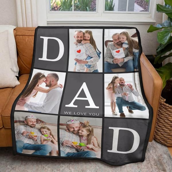 Personalized Photo Blanket for Father's Day Gift