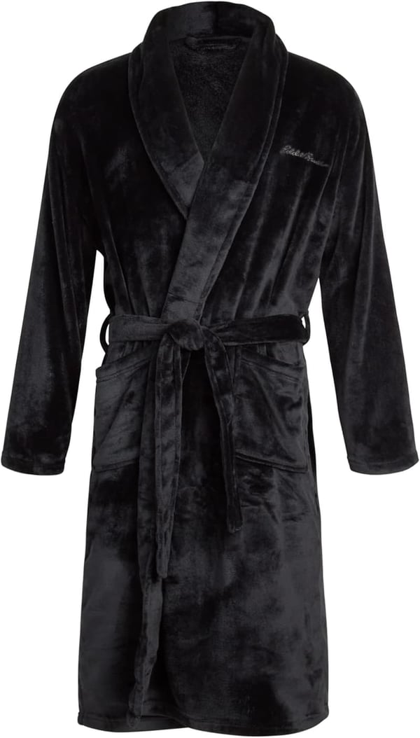 Men's Plush Fleece Bathrobe with Pockets and Belt