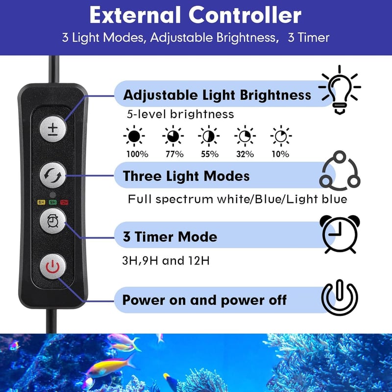 36W Adjustable LED Aquarium Light for Marine Tanks