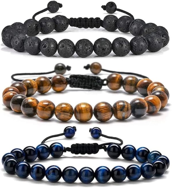 Men's Natural Stone Bracelet - Tiger Eye & Matte Agate