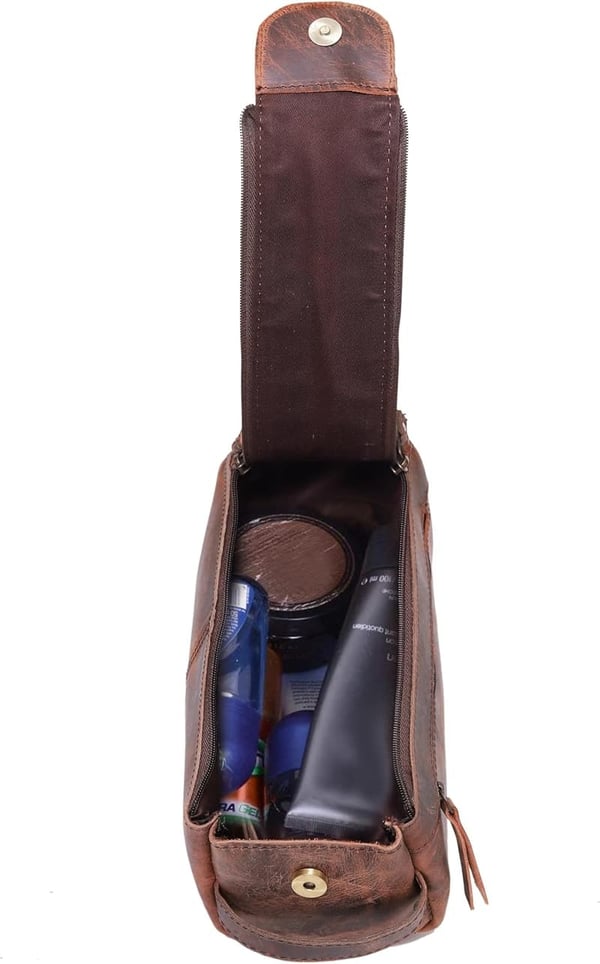 Genuine Buffalo Leather Unisex Travel Toiletry Bag