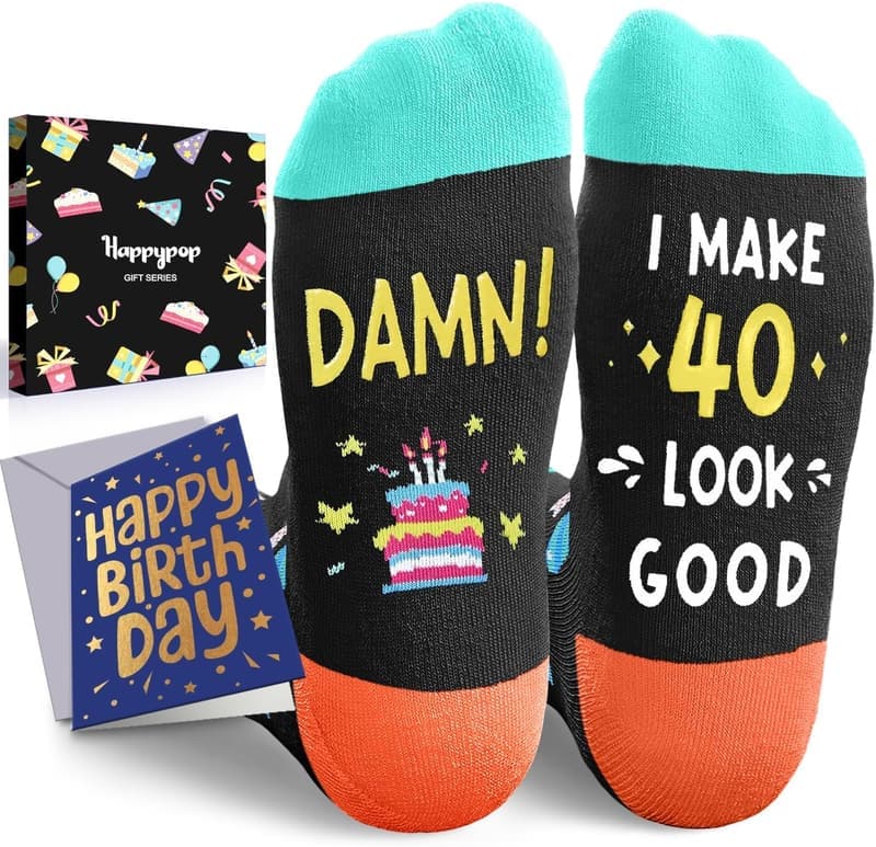 40th Birthday Gift Set with Greeting Card & Socks