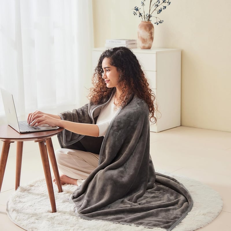 Wearable Fleece Shawl Blanket Pillow for Travel & Home