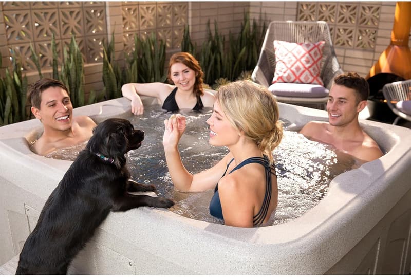 4-Person Outdoor Hot Tub with LED Lights & Massage Jets