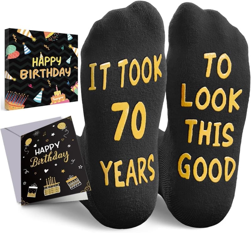 70th Birthday Socks for Men with Greeting Card