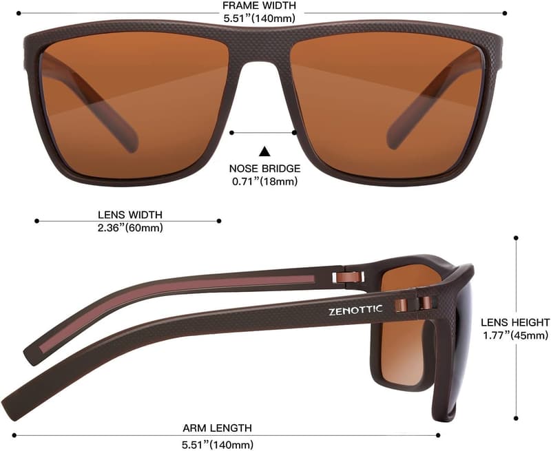 Men's Polarized Square Sunglasses with UV400 Protection